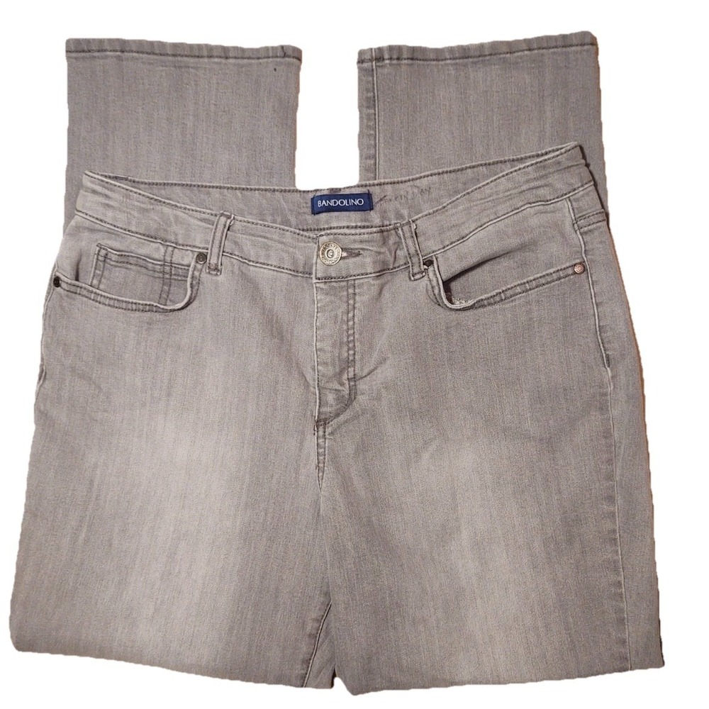 Bandolino Mandie Jeans Womens 14 Short Gray Cotton Denim Mid Rise Stretch 35x27